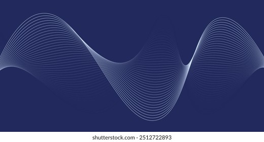Abstrakte dunkelblaue Banner-Vorlage. Vektor minimale wellenförmige Linie Hintergrund mit Text für Social Media Cover, Header