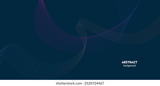 Abstrakte dunkelblaue Banner-Vorlage. Vektor minimale wellenförmige Linien Hintergrund mit Text für Social Media Cover.