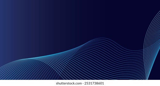 Plantilla de Anuncio azul oscuro Abstractas. Fondo ondulado mínimo de la línea del Vector con el texto para la cubierta de las redes sociales, cabecera