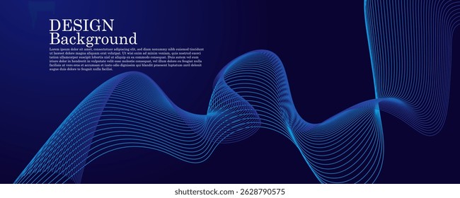 Modelo de banner azul escuro abstrato. Fundo de linha ondulada mínima de vetor com texto para capa de mídia social, cabeçalho. ilustração de vetor