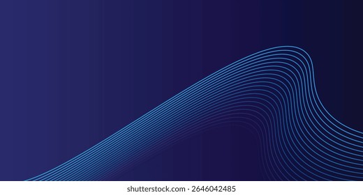 Abstract dark blue banner template. Vector minimal wavy line background with text for social media cover, header. vector illustration eps10