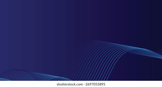 Abstrakte dunkelblaue Banner-Vorlage. Vektor minimale wellenförmige Linie Hintergrund. Vektorgrafik eps10