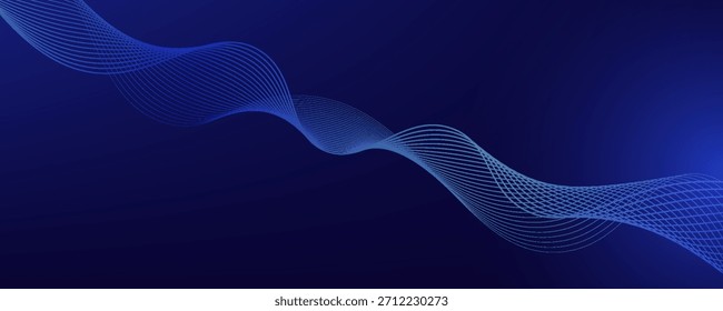 Plantilla de Anuncio azul oscuro Abstractas. Fondo ondulado mínimo de la línea del Vector con el texto para la cubierta de las redes sociales, cabecera