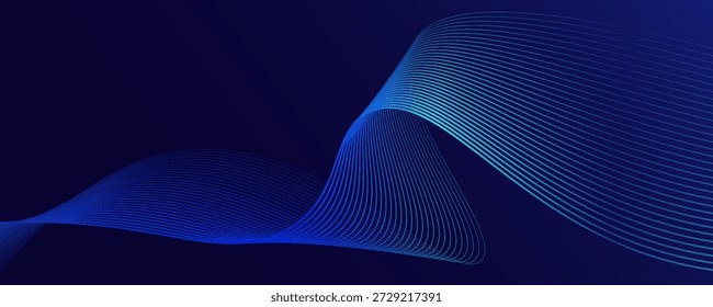 Plantilla de Anuncio azul oscuro Abstractas. Fondo ondulado mínimo de la línea del Vector con el texto para la cubierta de las redes sociales, cabecera