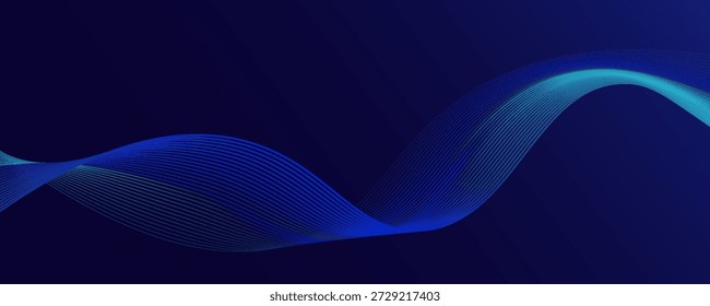 Plantilla de Anuncio azul oscuro Abstractas. Fondo ondulado mínimo de la línea del Vector con el texto para la cubierta de las redes sociales, cabecera