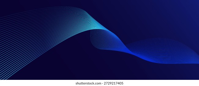 Plantilla de Anuncio azul oscuro Abstractas. Fondo ondulado mínimo de la línea del Vector con el texto para la cubierta de las redes sociales, cabecera