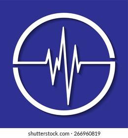 Abstract dark blue beats cardiogram illustration. vector. white