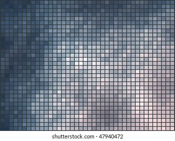 Abstract  dark blue and beige grungy mosaic horizontal vector background.