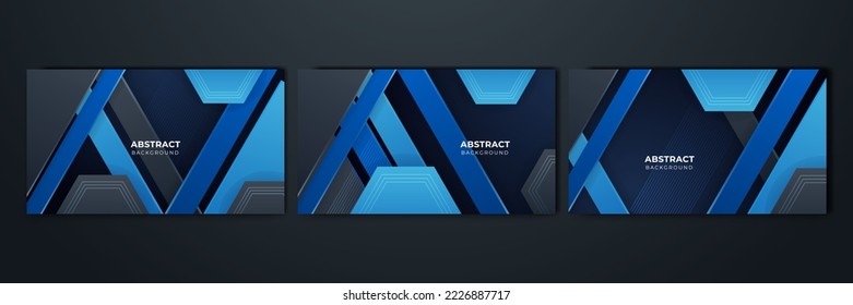 abstract dark blue and black background, line triangle hexagon structure pattern vector illustration