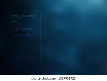 Abstract dark blue blurred background with smoke, fog, dust. Cloudy in night sky. Night club space. Vector illustration