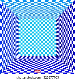 abstract dark blue chess board with perspective isolated on white background. vector illustration
