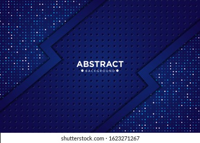 Abstract dark blue with circle and glitters dots mesh design modern luxury futuristic technology background vector illustration.