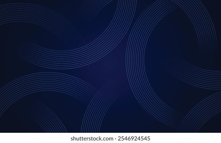 Abstractas línea de círculo azul oscuro fondo de Anuncio brillante