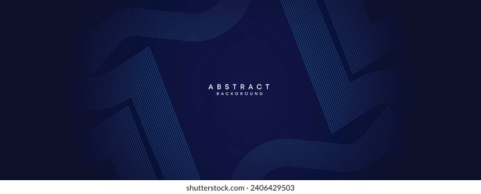 Abstrakte dunkelblaue Kreise zeigen den technologischen Hintergrund. Blauer Farbverlauf mit leuchtenden Linien und glänzender geometrischer Form für Abdeckung, Banner, Website, Kopfzeile