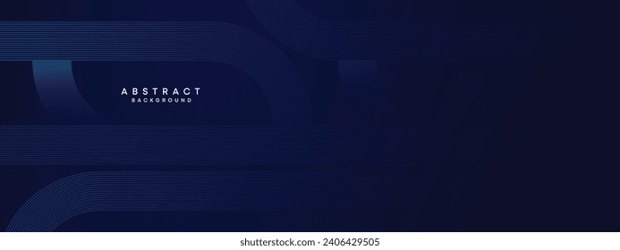 Abstract Dark Blue circles lines Technology Background. Blue gradient with glowing lines and shiny geometric shape for cover, banner, website, header