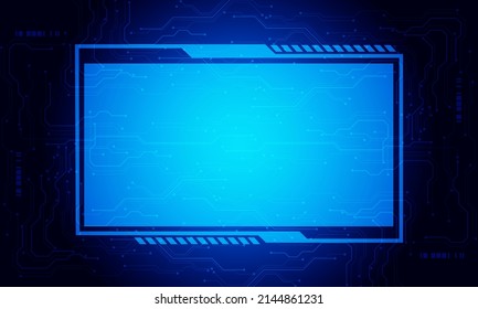 Resumen de la tecnología cibernética de circuito azul oscuro futurista con el diseño de pantalla en blanco de monitor diseño de pantalla moderna de fondo creativo de ilustración vectorial.