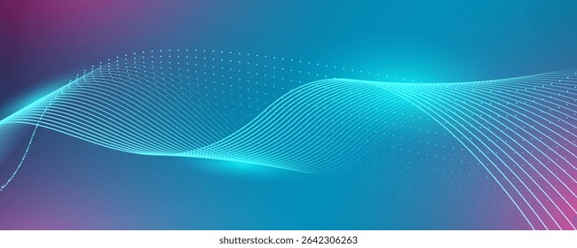 Abstract dark blue color. Futuristic technology background. Dynamic line wave big data particle flow. Suit for banner, poster, cover, brochure, flyer, website