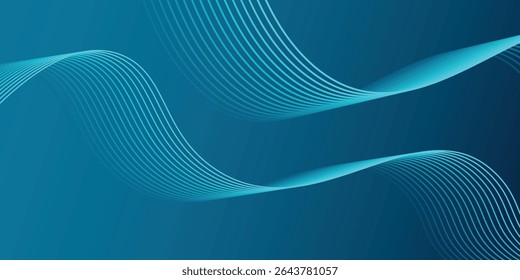 Abstract dark blue color. Futuristic technology background. Dynamic line wave big data particle flow. vector eps10