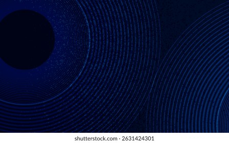 Abstract Dark Blue Concentric Circle Background Pattern with Fine Textured Grain and Modern Aesthetic Design for Technology or Digital Art Projects