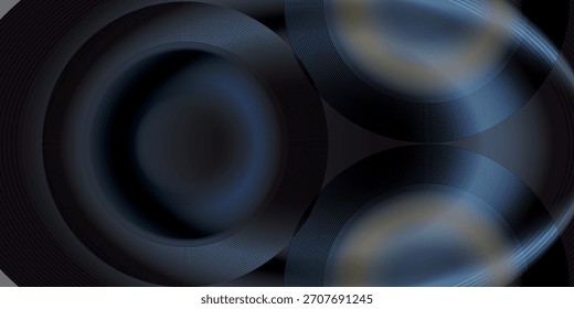 Abstract Dark Blue Concentric Circles with Subtle Light and Shad