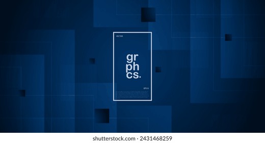 Diseño abstracto azul oscuro futurista, fondo de concepto de tecnología de energía. Superponer cuadrado con patrón de líneas superpuestas. Sobre fondo azul oscuro. Vector Eps10