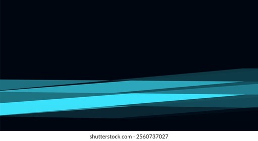 Abstract dark blue design with teal geometric shapes.