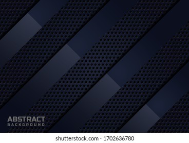 Abstract dark blue diagonal geometric on metal dark blue background. Modern style. Vector illustration