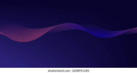 Abstract dark blue digital future technology geometric flowing line background. Purple-navy blue-green gradient smooth wave lines web banner background for cover, flyer, card, header, poster, slide
