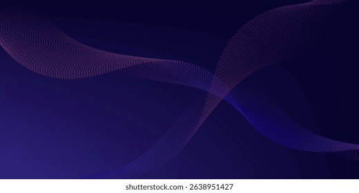 Abstract dark blue digital future technology geometric flowing line background. Purple-navy blue-green gradient smooth wave lines web banner background for cover, flyer, card, header, poster, slide 