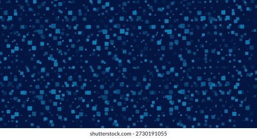 Abstractas fondo pixelado digital azul oscuro con patrón de mosaico cuadrado al azar. Ilustración vectorial moderna para análisis de Big Data, seguridad cibernética, computación en la nube e Tecnología de información. Fondo minimalista de Profesional para encabezado de Sitio web, diseño de interfaz de software y Anuncio Corporativa.