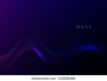 Abstract dark blue dynamic flyer wave background vector illustration 