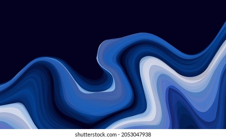 Resumen de fondo de textura de flujo azul oscuro con ondas. Vector
