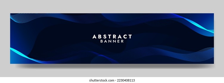 Abstract Dark Blue Fluid Banner Template. Modern background design. gradient color. Dynamic Waves. Liquid shapes composition. Fit for banners
