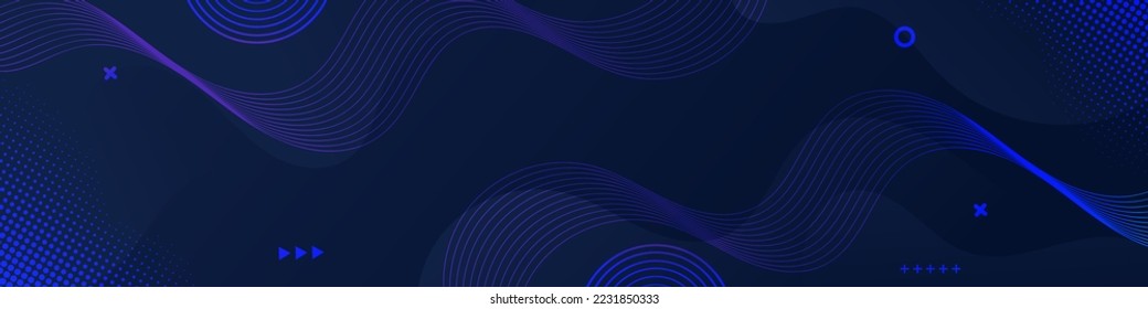 Abstrakte, dunkelblaue Fluid Banner Vorlage. Modernes Hintergrunddesign. Farbverlauf-Farbe. Dynamische Wellen. Zusammensetzung der flüssigen Formen Fit für Banner