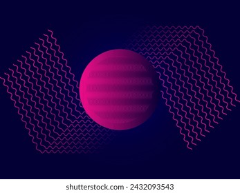 Abstract Dark blue geometric and circles background. Dynamic shapes composition