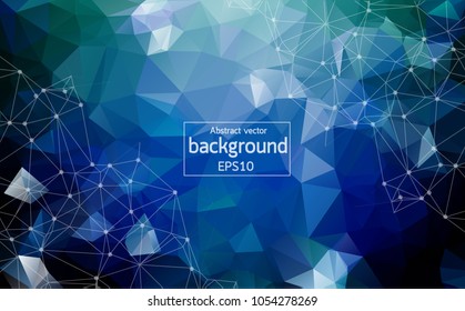 Abstract Dark Blue Geometric Polygonal background molecule and communication. Connected lines with dots. Concept of the science, chemistry, biology, medicine, technology.