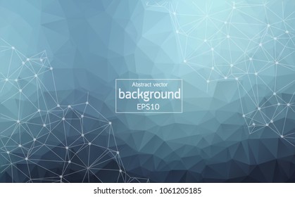 Abstract Dark Blue Geometric Polygonal background molecule and communication. Connected lines with dots. Concept of the science, chemistry, biology, medicine, technology.