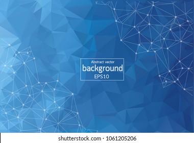 Abstract Dark Blue Geometric Polygonal background molecule and communication. Connected lines with dots. Concept of the science, chemistry, biology, medicine, technology.