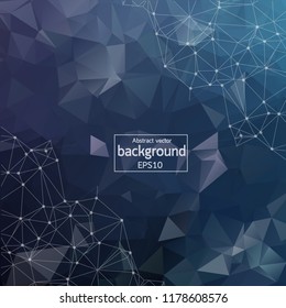 Abstract Dark Blue Geometric Polygonal background molecule and communication. Connected lines with dots. Concept of the science, chemistry, biology, medicine, technology.