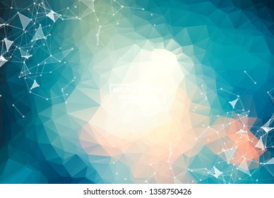 Abstract Dark Blue Geometric Polygonal background molecule and communication. Connected lines with dots. Concept of the science, chemistry, biology, medicine, technology.