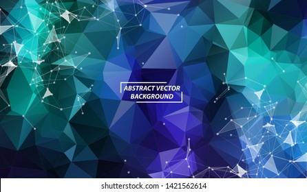 Abstract Dark Blue Geometric Polygonal background molecule and communication. Connected lines with dots. Concept of the science, chemistry, biology, medicine, technology.