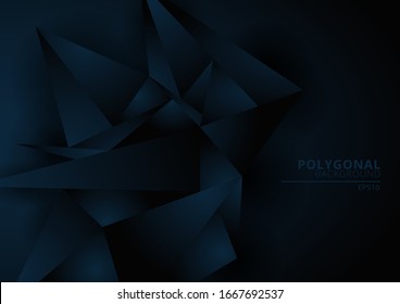 Fondo de forma poligonal geométrica azul oscuro abstracto con espacio para el texto. Patrón de triángulos de polos bajos. Ilustración del vector