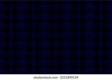 Abstrato azul escuro brilhante linhas geométricas em um fundo preto com padrões circulares brilhantes. Ideal para capas com temas tecnológicos, cartazes, banners e sites. EPS 10.