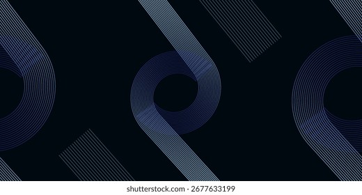 Abstractas azul oscuro con líneas brillantes Formas geométricas. Concepto de Tecnología. Diseño digital. Ilustración vectorial.
