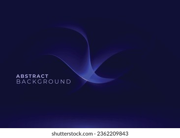 Abstract Dark Blue Glowing Wave Background. Movement Shiny Lines Element Design. Futuristic Technology Concept. Vector Illustration