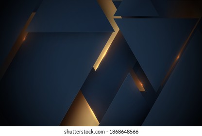 Abstract dark blue and gold geometric luxury and technology background. Vector illustration