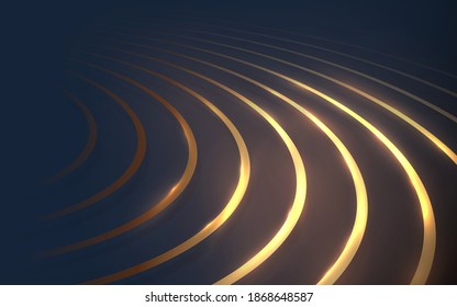 Abstract Dark Blue And Gold Lines Luxury And Technology Background. Vector Illustration