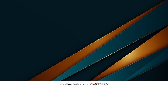 Abstract dark blue and gold triangles diagonal background with overlap layer. Modern luxury geometric triangle shapes banner template design. Luxury style. Vector illustration