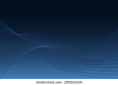 Resumen de fondo de gradiente azul oscuro, líneas de ondas