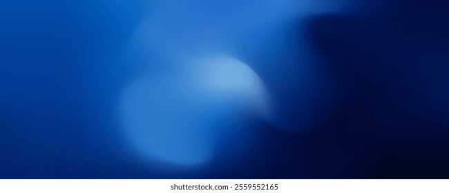 Abstract dark blue gradient background. Dark scene with curved waves of smoke or fog reflecting soft light, Black drop cool feeling of cold and cool underwater water.